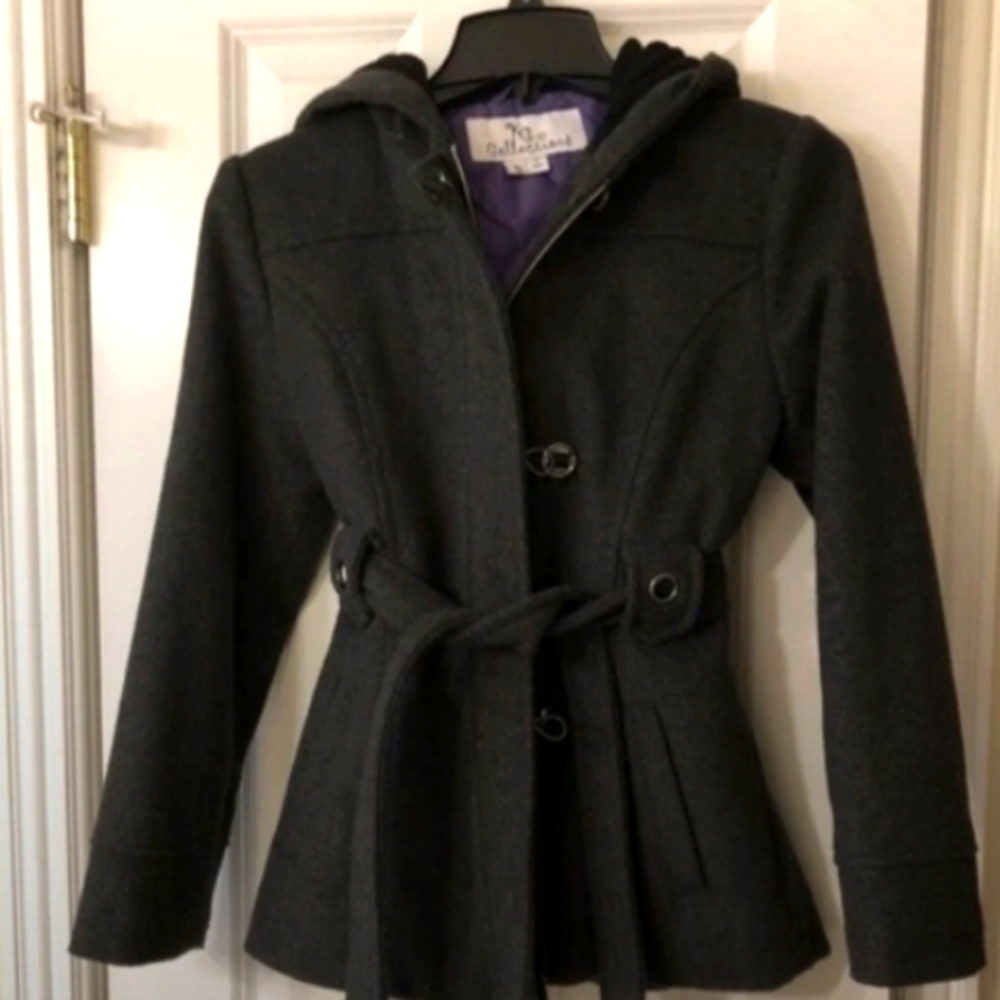 KC Collections Girl's Winter Jacket Wool Blend Gray Dress Coat Size 12 Outerwear